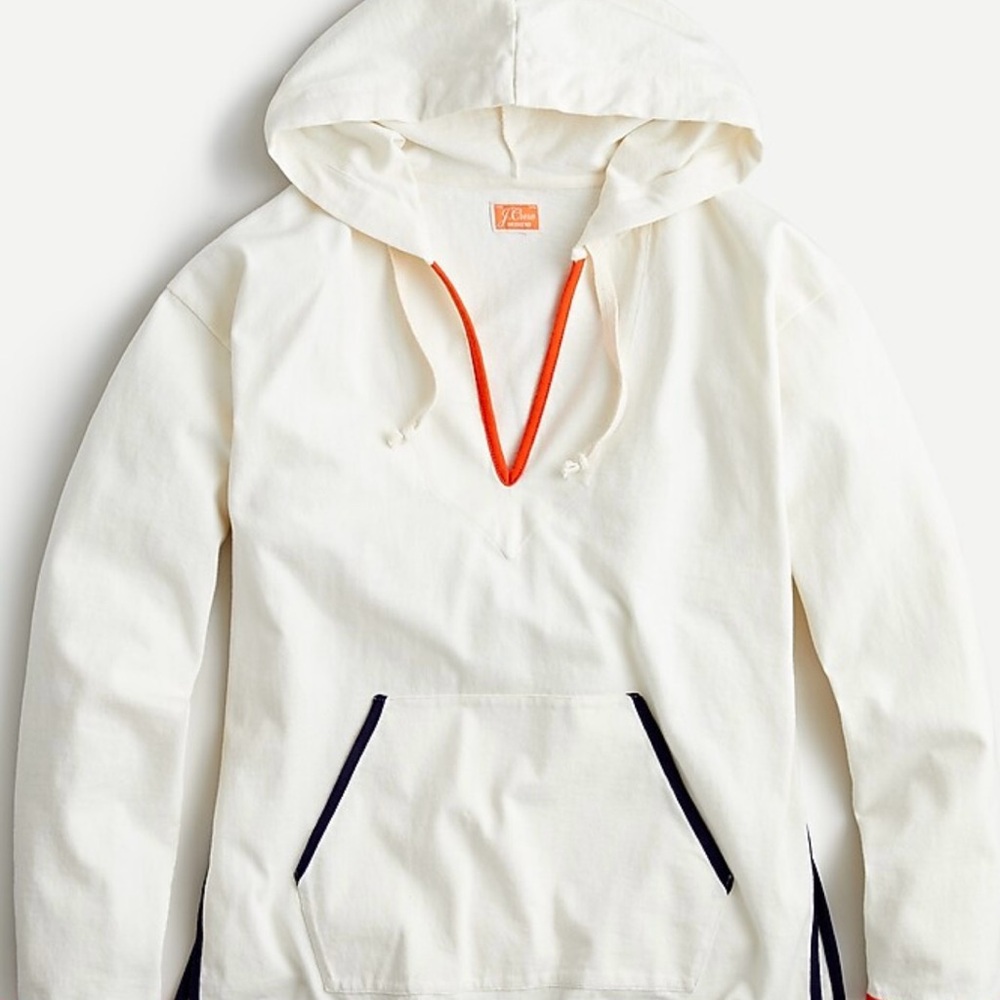 J. Crew Tipped V-neck hoodie in Mariner cloth